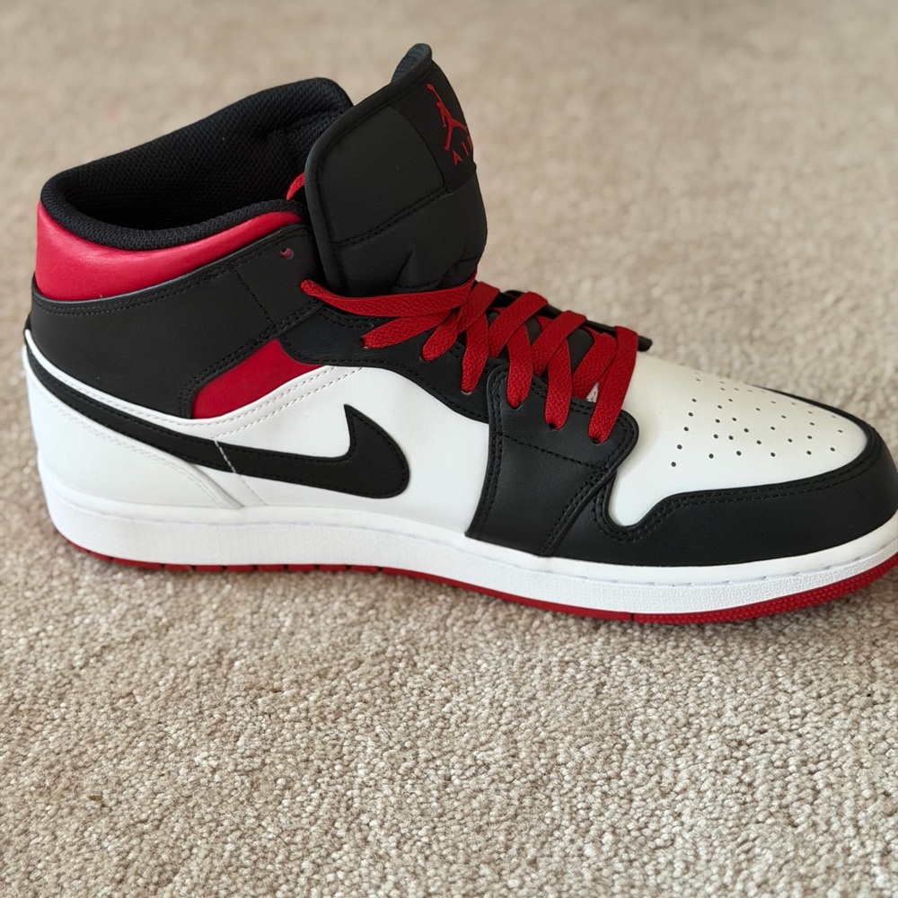 Jordan Men's Black, Red, and White Sneakers - Picture 6 of 7
